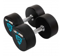 Гантели цельные профессиональные с полиуретановым покрытием LiveUp LP8000-32 2шт по 32кг черный-синий