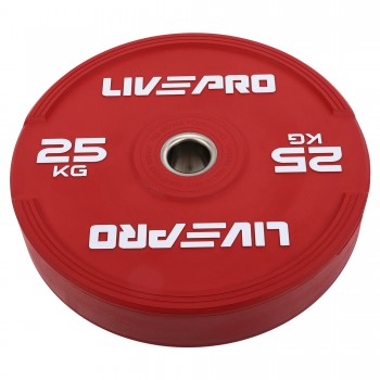 Бамперные диски резиновые Bumper Plates LiveUp LP8332-25 ø50.5мм 25кг красный