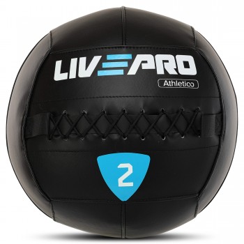 Мяч набивной медицинский для кроссфита WALL BALL LiveUp LP8103-2 2кг черный