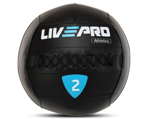 Мяч набивной медицинский для кроссфита WALL BALL LiveUp LP8103-2 2кг черный