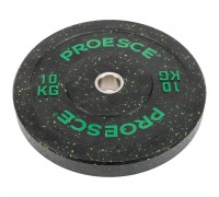 Бамперные диски из структурной резины Bumper Plates Record TA-4782-10 51мм 10кг черный-зеленый