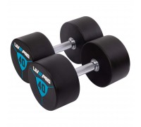 Гантели цельные профессиональные с полиуретановым покрытием LiveUp LP8000-40 2шт по 40кг черный-синий