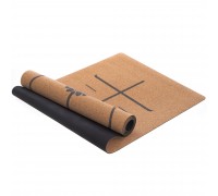 Коврик для йоги Пробковый каучуковый двухслойный Yoga mat Record FI-7156-10 183x61мx0.4cм коричневый
