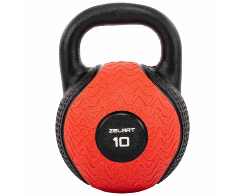 Гиря тренировочная цельная обрезиненная Zelart TA-4757-10 вес 10кг черный