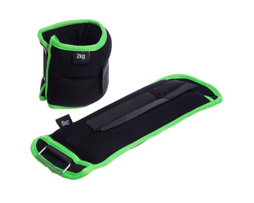 Утяжелители-манжеты для рук и ног SP-Sport FI-1302-4 2x2кг Черный-салатовый