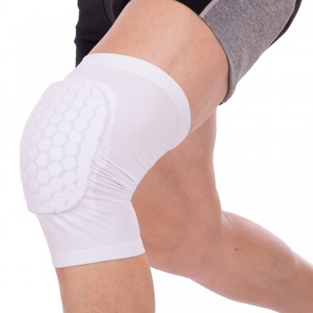 Наколенник баскетбольный короткий компрессионный с защитными накладками SP-Sport BC-0528 S-L 1шт Белый