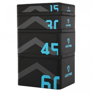 Бокс плиометрический тумба для кроссфита Плиобокс набор 4 бокса LiveUp LP8158 4шт 90х75х15/30/45/60см черный