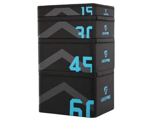 Бокс плиометрический тумба для кроссфита Плиобокс набор 4 бокса LiveUp LP8158 4шт 90х75х15/30/45/60см черный