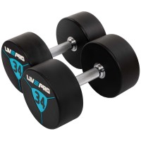 Гантели цельные профессиональные с полиуретановым покрытием LiveUp LP8000-34 2шт по 34кг черный-синий