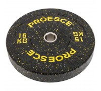 Бамперные диски из структурной резины Bumper Plates Record TA-4782-15 51мм 15кг черный-желтый