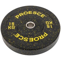 Бамперные диски из структурной резины Bumper Plates Record TA-4782-15 51мм 15кг черный-желтый