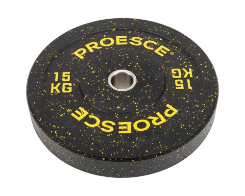 Бамперные диски из структурной резины Bumper Plates Record TA-4782-15 51мм 15кг черный-желтый