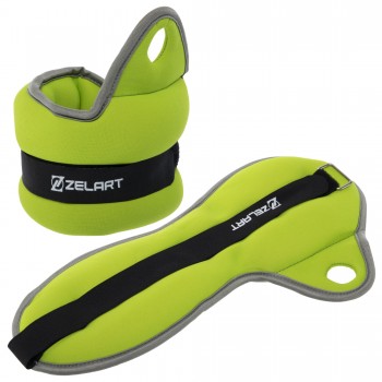 Утяжелители-манжеты для рук Zelart FI-1965-3 2x1,5кг Салатовый-серый