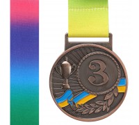 Медаль спортивная с лентой SP-Sport UKRAINE C-6210 золото, серебро, бронза Бронзовый