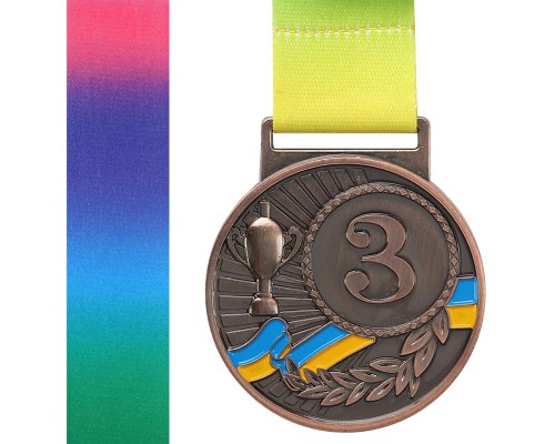 Медаль спортивная с лентой SP-Sport UKRAINE C-6210 золото, серебро, бронза Бронзовый