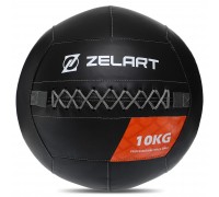 Мяч волбол для кроссфита и фитнеса Zelart WALL BALL TA-7822-10 вес-10кг черный