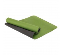 Коврик для йоги и фитнеса TPE двухслойный SP-Planeta FI-3046-650 183x61x0,6см Зеленый-серый