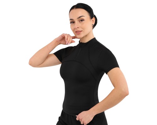Футболка компрессионная на молнии женская SP-Sport JYWD018 S-XL Черный