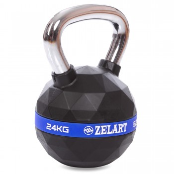 Гиря обрезиненная с хромированной ручкой Zelart FI-1973-24 вес 24кг черный Гиря обрезиненная с хромированной ручкой Zelart FI-1973-24 вес 24кг черный