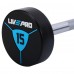 Штанга неразборная с фиксированным весом прямая полиуретановая LiveUp LP8010-15 длина-89,2см 15кг черный-синий