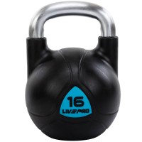 Гиря цельная с полиуретановым покрытием и хромированной ручкой LiveUp LP8040-16 вес 16кг черный