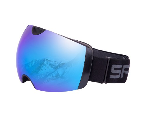 Очки горнолыжные SPOSUNE HX036 Черный, линзы синие зеркальные