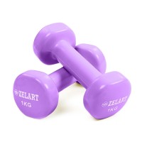Гантели для фитнеса с виниловым покрытием Zelart Beauty TA-5225-1 2шт 1кг Светло-фиолетовый
