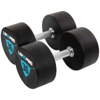 Гантели цельные профессиональные с полиуретановым покрытием LiveUp LP8000-36 2шт по 36кг черный-синий