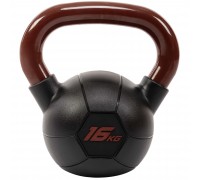 Гиря тренировочная цельная обрезиненная с окрашенной ручкой LiveUp Urethane LS2050-16 вес 16кг черный-бордовый