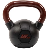 Гиря тренировочная цельная обрезиненная с окрашенной ручкой LiveUp Urethane LS2050-16 вес 16кг черный-бордовый