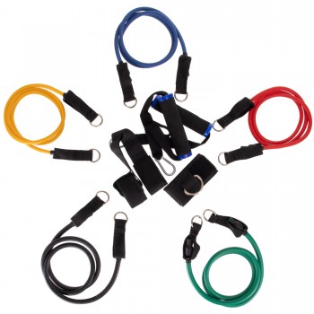 Эспандер многофункциональный для фитнеса 5 жгутов Resistance Band Zelart ET-510 в чехле