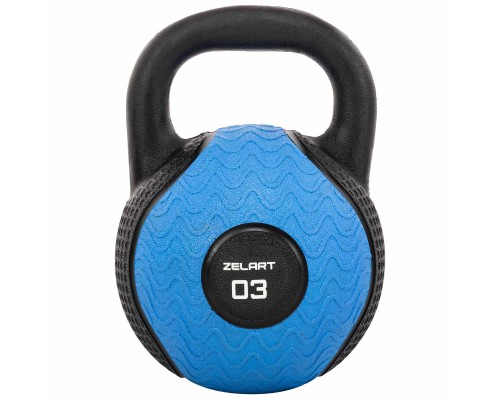 Гиря тренировочная цельная обрезиненная Zelart TA-4757-3 вес 3кг черный