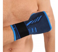 Фиксатор запястья эластичный спортивный с фиксирующим ремнем SIBOTE ST-7442 One size 1шт черный-синий