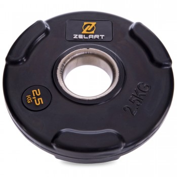Блины (диски) обрезиненные Zelart TA-2673-2_5 51мм 2,5кг черный Блины (диски) обрезиненные Zelart TA-2673-2_5 51мм 2,5кг черный