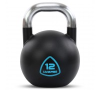 Гиря соревновательная цельная стальная окрашенная с хромированной ручкой LiveUp LP8042-12 12кг черный Гиря соревновательная цельная стальная окрашенная с хромированной ручкой LiveUp LP8042-12 12кг черный