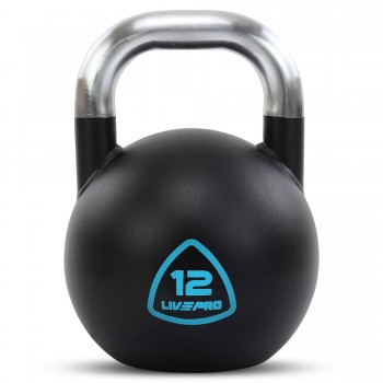 Гиря соревновательная цельная стальная окрашенная с хромированной ручкой LiveUp LP8042-12 12кг черный Гиря соревновательная цельная стальная окрашенная с хромированной ручкой LiveUp LP8042-12 12кг черный
