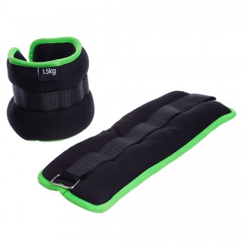 Утяжелители-манжеты для рук и ног SP-Sport FI-1303-3 2x1,5кг Черный-салатовый