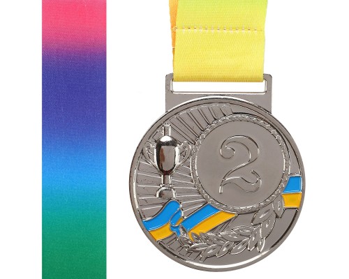 Медаль спортивная с лентой SP-Sport UKRAINE C-6210 золото, серебро, бронза Серебряный