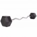 Штанга фиксированная изогнутая обрезиненная Rubber Hexagon Barbell Zelart TA-6231-40 длина-95см 40кг черный