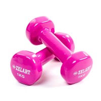 Гантели для фитнеса с виниловым покрытием Zelart Beauty TA-5225-1 2шт 1кг Фиолетовый