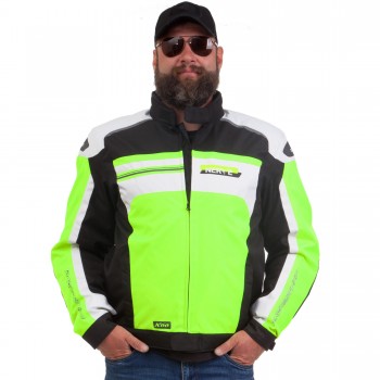 Мотокуртка с защитой NERVE MS-0277 L-XL черный-салатовый-белый