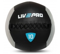 Мяч набивной медицинский для кроссфита WALL BALL LiveUp LP8100-10 10кг черный-серый