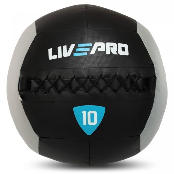 Мяч набивной медицинский для кроссфита WALL BALL LiveUp LP8100-10 10кг черный-серый