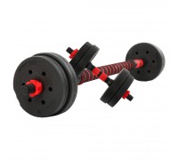 Гантели трансформер превращаются в штангу 3в1 SP-Sport TA-9455-10 10кг черный-красный