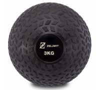 Мяч набивной слэмбол для кроссфита рифленый Zelart SLAM BALL FI-7474-3 3кг черный