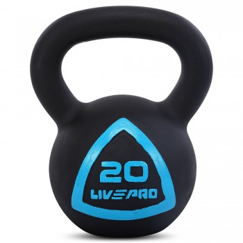 Гиря тренировочная цельная чугунная окрашенная LiveUp LP8041-20 вес 20кг черный