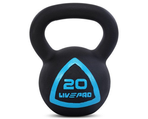 Гиря тренировочная цельная чугунная окрашенная LiveUp LP8041-20 вес 20кг черный