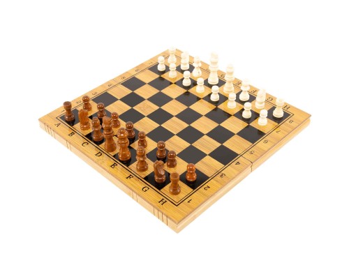 Шахматы шашки нарды 3 в 1 набор настольных игр из бамбука SP-Sport A3135 размер 34x34см