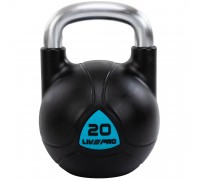 Гиря цельная с полиуретановым покрытием и хромированной ручкой LiveUp LP8040-20 вес 20кг черный