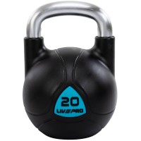 Гиря цельная с полиуретановым покрытием и хромированной ручкой LiveUp LP8040-20 вес 20кг черный